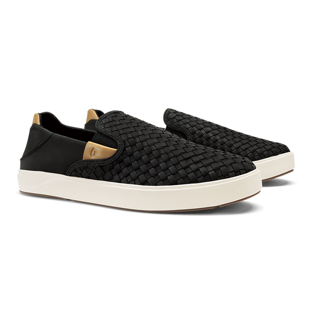 Olukai Lae ahi Lauhala Mens Shoe 4040-Black-Black 12