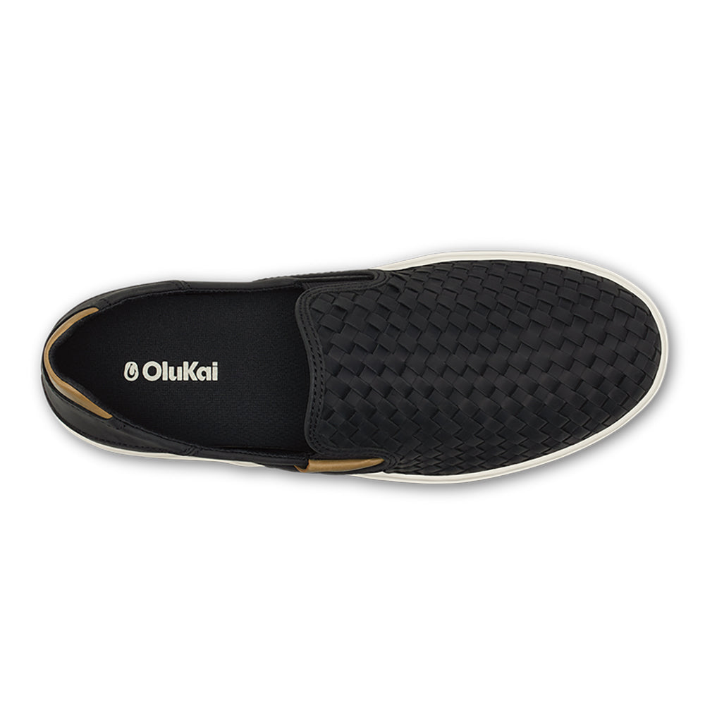 Olukai Lae ahi Lauhala Mens Shoe 4040-Black-Black 10