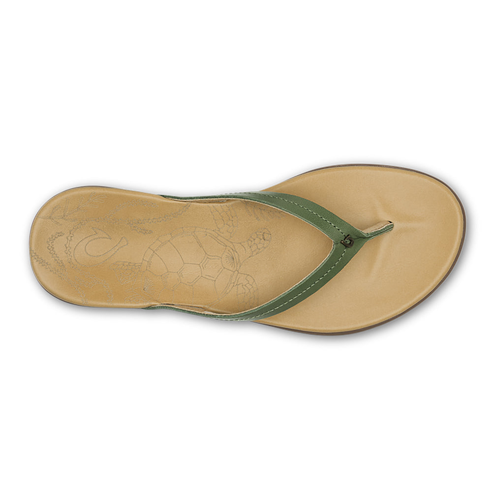 Olukai Honu Womens Sandal KGGS-Green Olive-Golden Sand 10