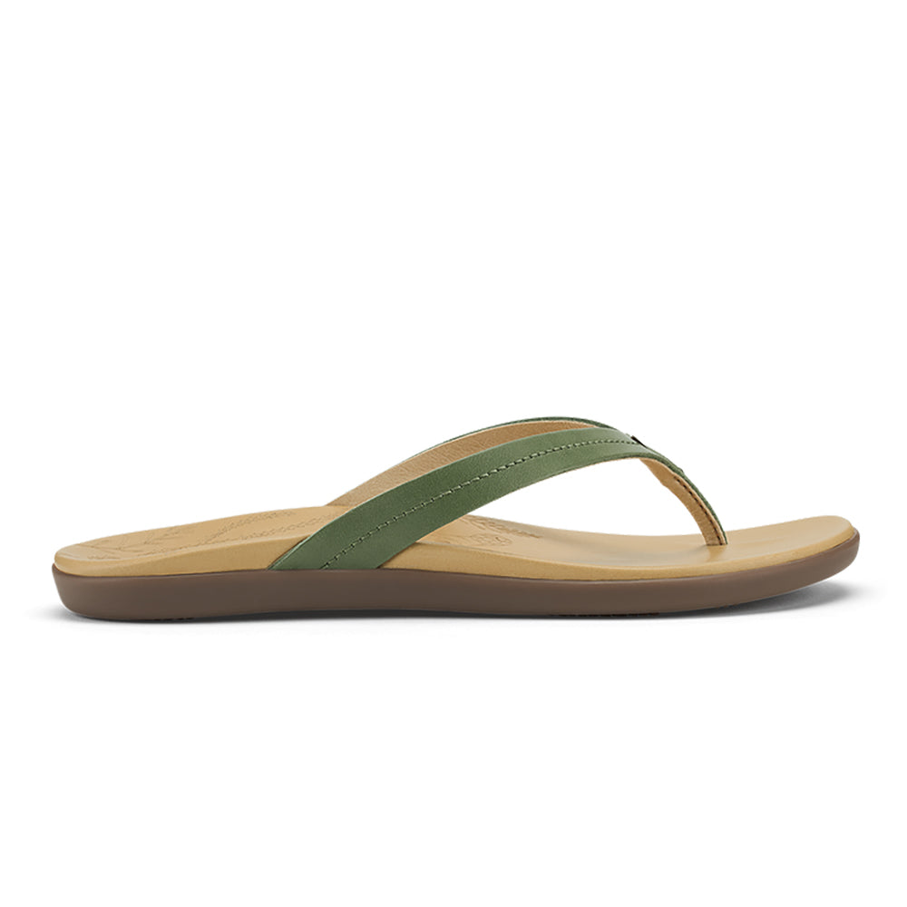 Olukai Honu Womens Sandal KGGS-Green Olive-Golden Sand 9