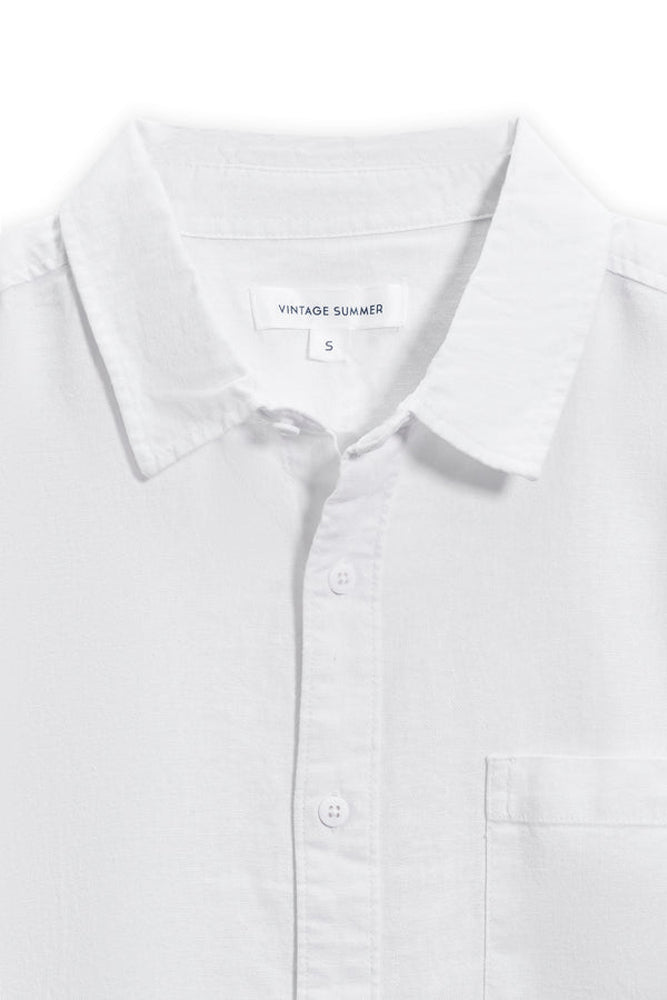 Vintage Summer LInen SS Botton Down Shirt White L