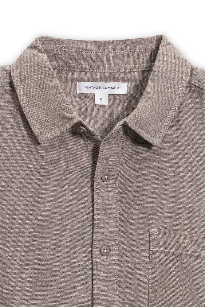 Vintage Summer LInen SS Botton Down Shirt Brown XL