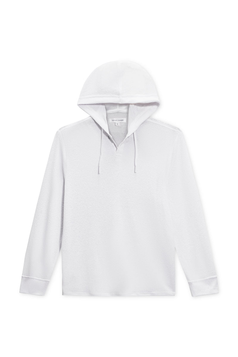 VINTAGE SUMMER BOUCLE JERSEY HOODIE WHITE S