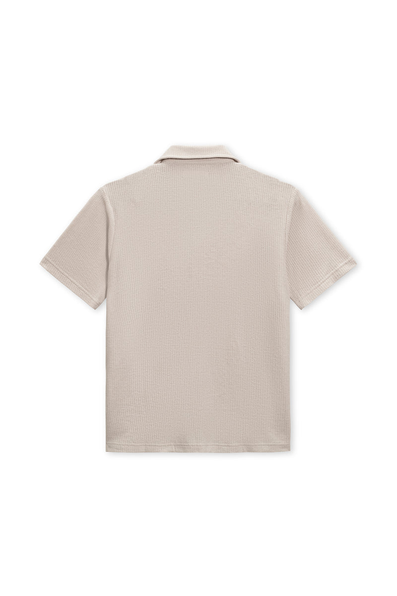 VINTAGE SUMMER MENS BEACH PIQUE CAMP SHIRT TAN L