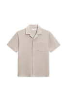 VINTAGE SUMMER MENS BEACH PIQUE CAMP SHIRT TAN M