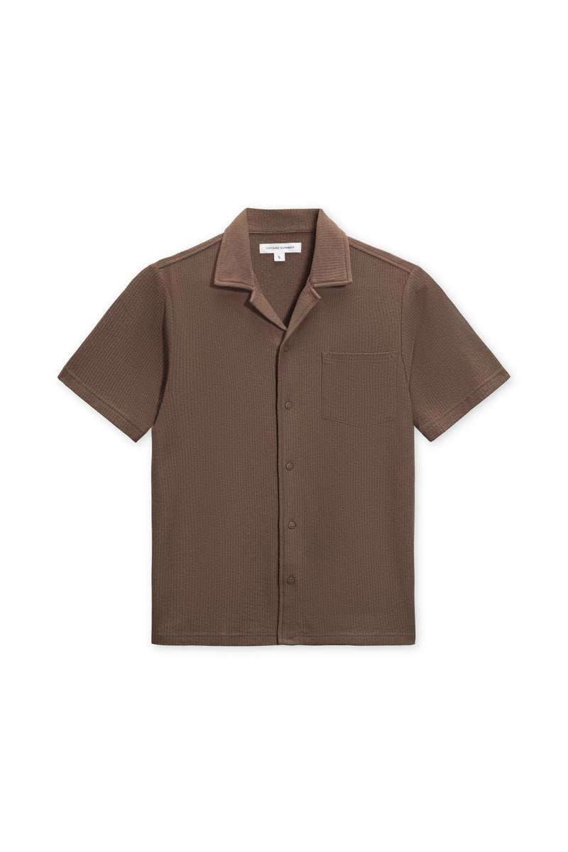 VINTAGE SUMMER MENS BEACH PIQUE CAMP SHIRT