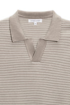 VINTAGE SUMMER STRIPED SWEATER KNIT POLO TAN L