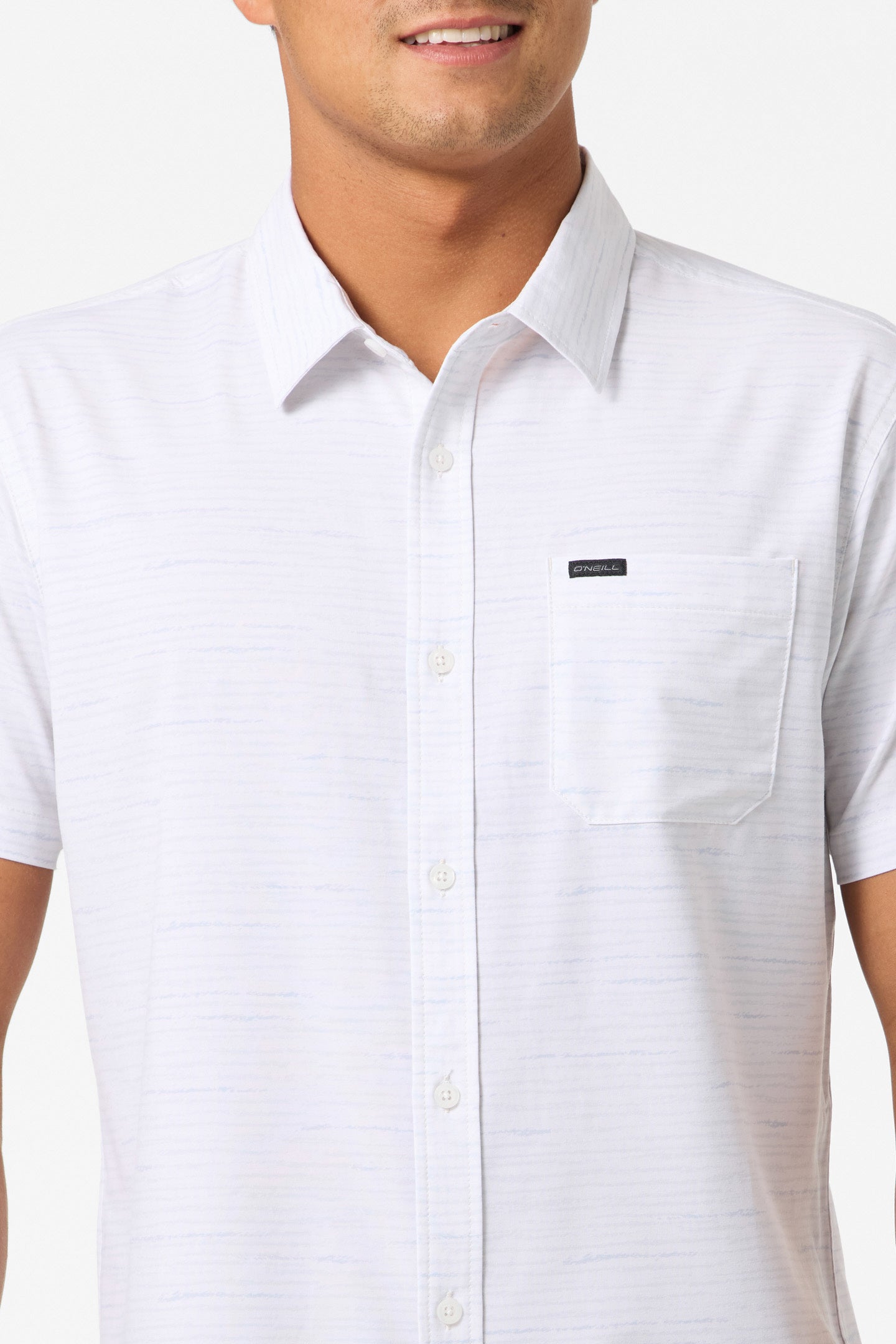 O'NEILL TRVLR UPF TRAVERSE STRIPE STANDARD SS WOVEN SHIRT TOFU S