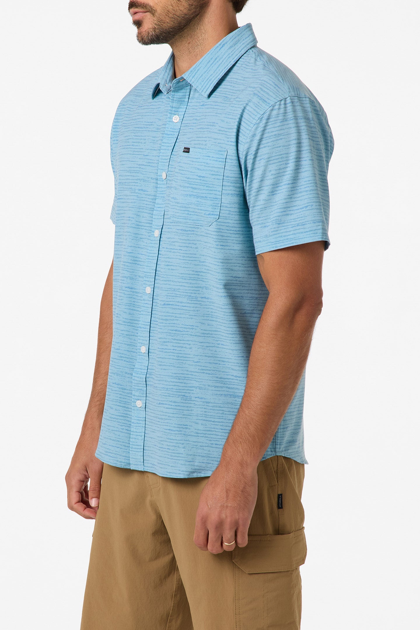 O'NEILL TRVLR UPF TRAVERSE STRIPE STANDARD SS WOVEN SHIRT SBL S