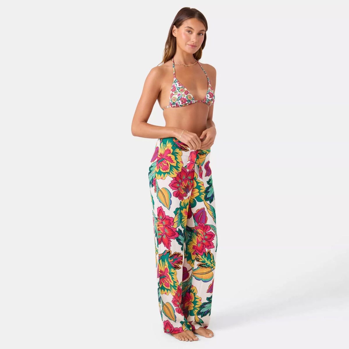ROXY BEACH BLOSSOM TIE FRONT FOM-FLORAL MULTI L