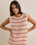 RHYTHM TAMI STRIPE KNIT LONGLINE TANK WAT-WATERMELON 4L