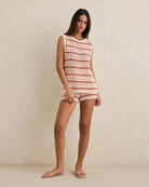 RHYTHM TAMI STRIPE KNIT LONGLINE TANK WAT-WATERMELON 1XS