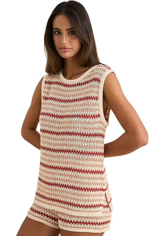 RHYTHM TAMI STRIPE KNIT LONGLINE TANK WAT-WATERMELON 2S