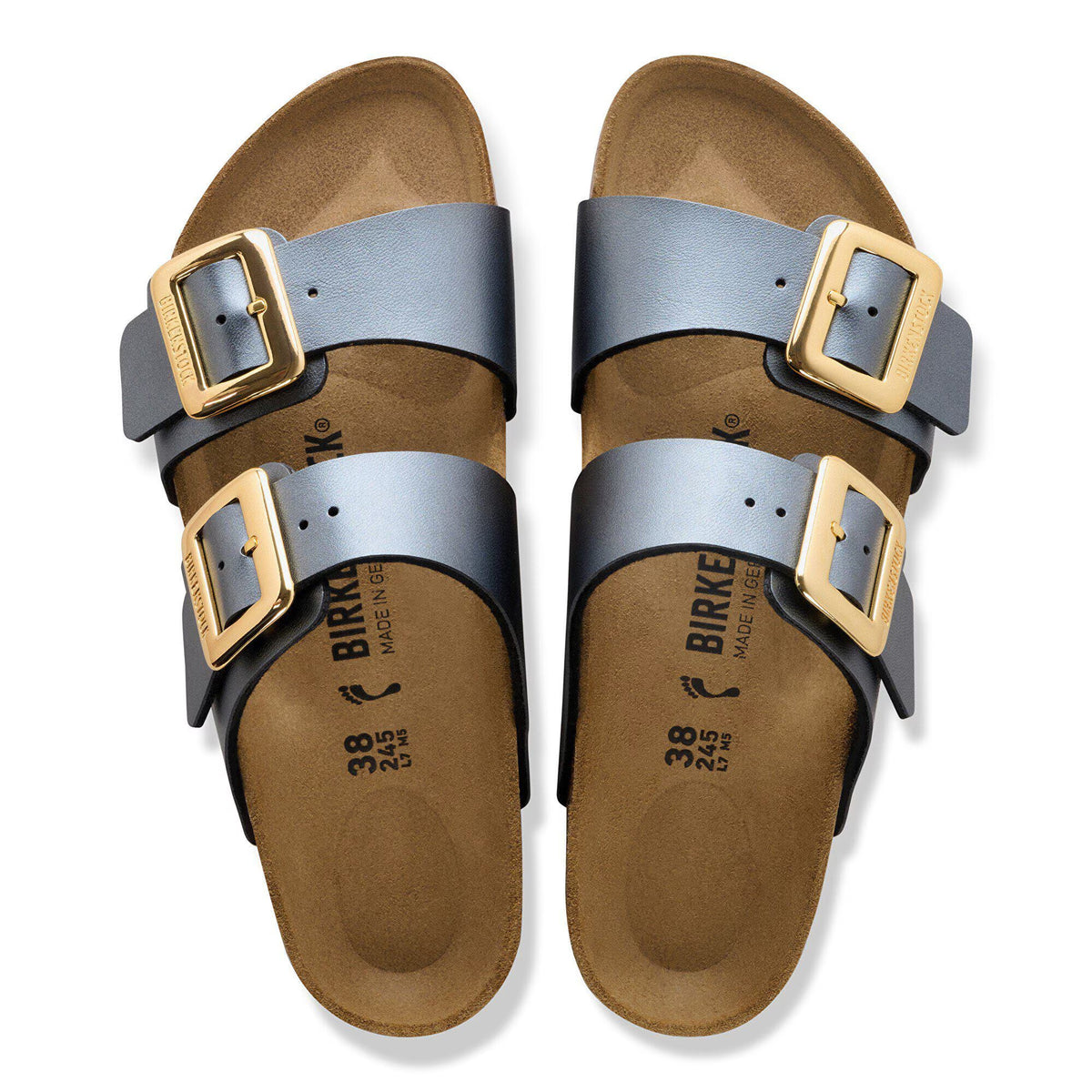 Birkenstock Sydney Luxe Buckle Womens Sandal Birko-Flor-Metallic Black 10
