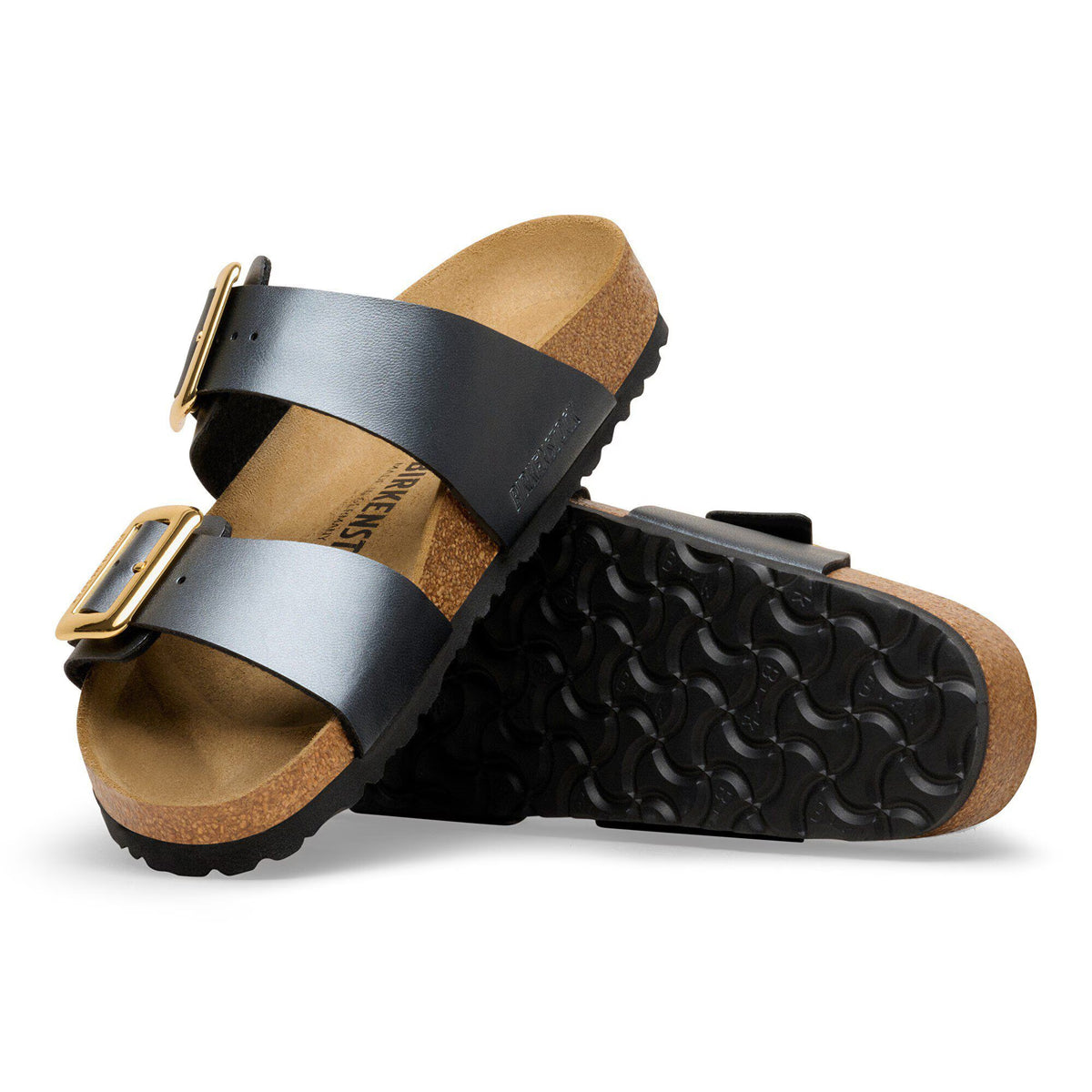 Birkenstock Sydney Luxe Buckle Womens Sandal Birko-Flor-Metallic Black 7