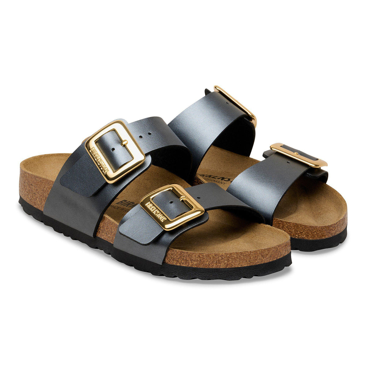 Birkenstock Sydney Luxe Buckle Womens Sandal Birko-Flor-Metallic Black 8