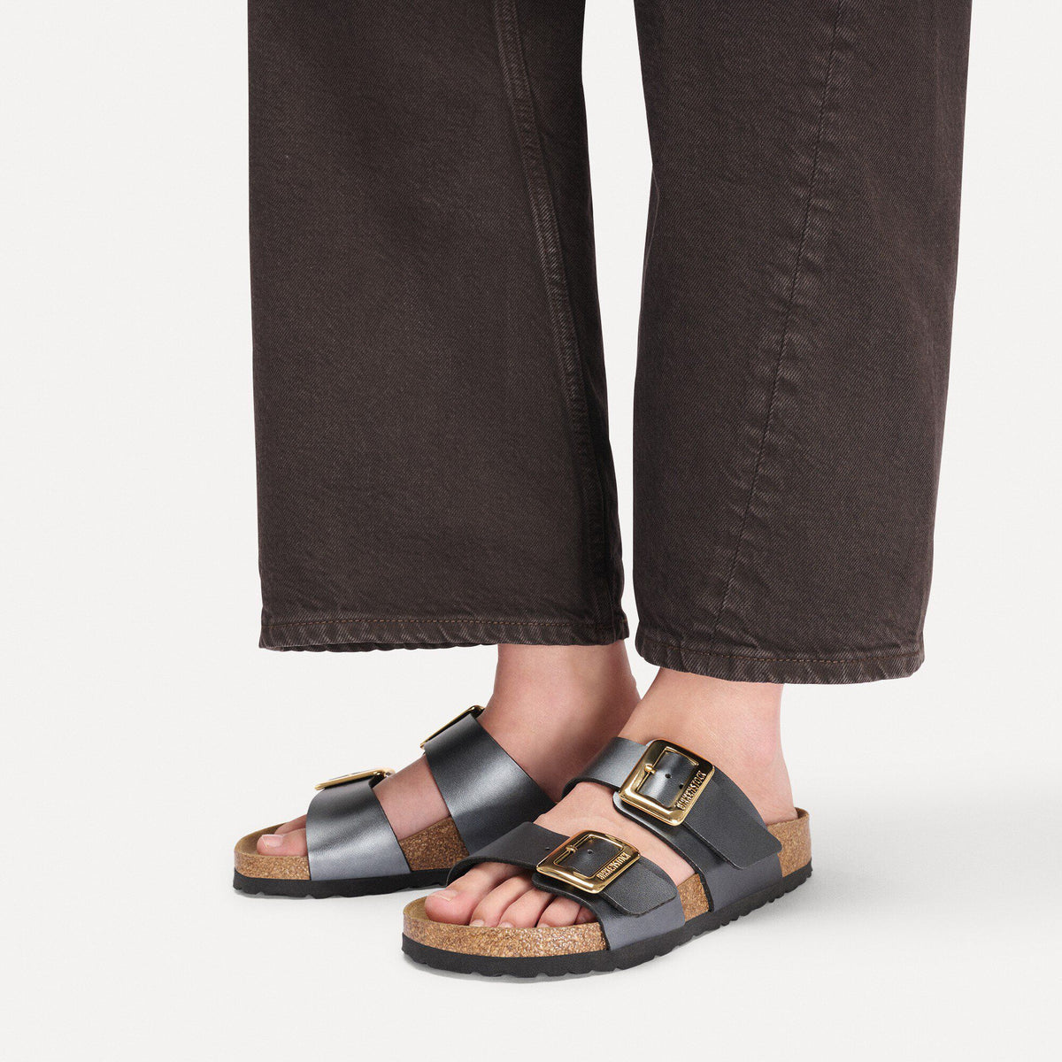 Birkenstock Sydney Luxe Buckle Womens Sandal Birko-Flor-Metallic Black 10