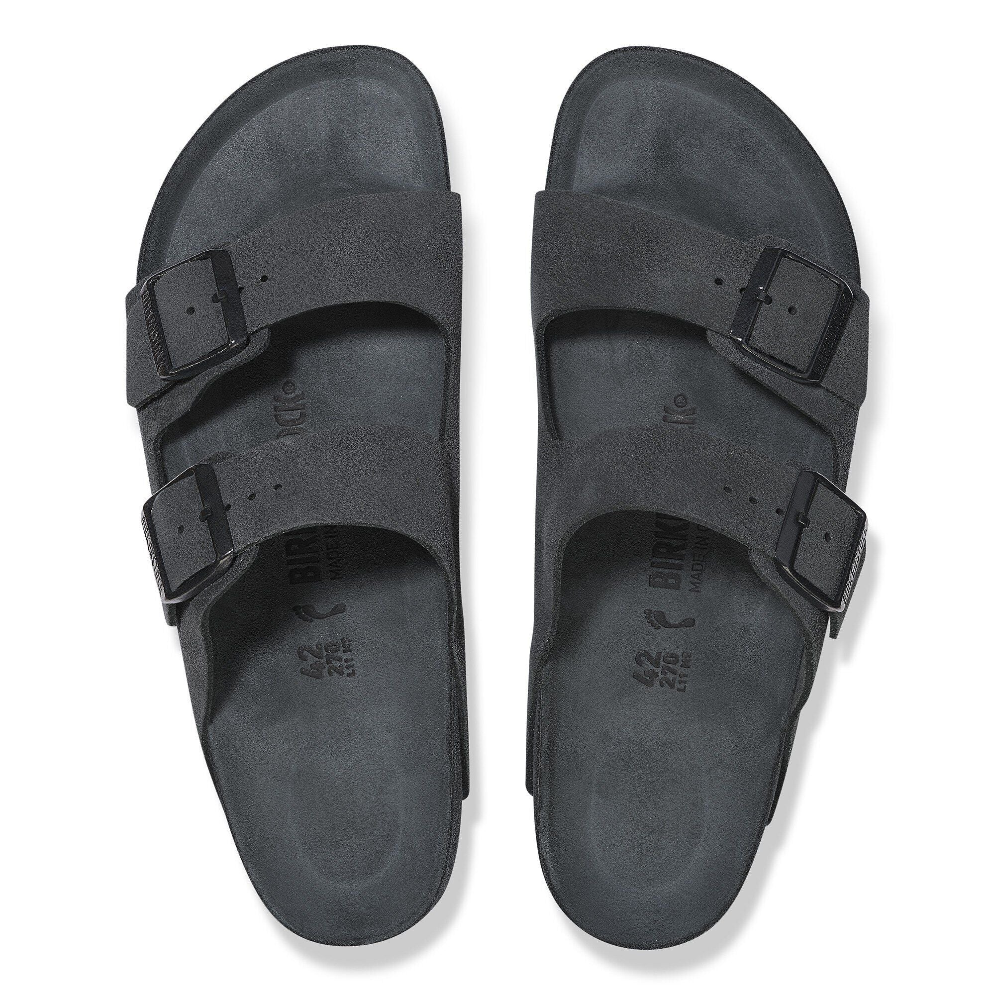 Birkenstock Arizona Mens Sandal Suede-Charcoal 10