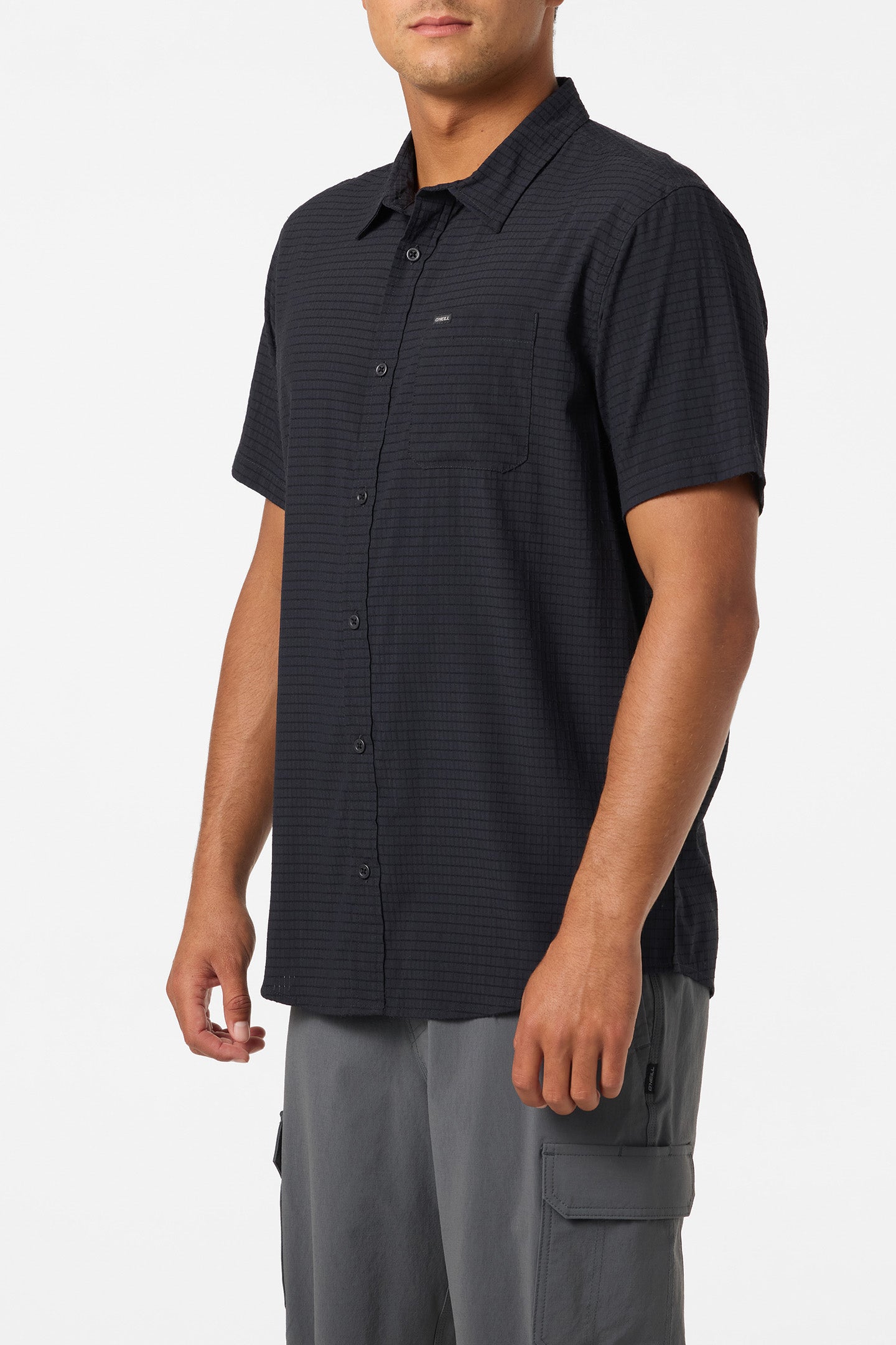 O'NEILL TRVLR PERFORATED STANDARD SS WOVEN SHIRT BLK-BLACK L