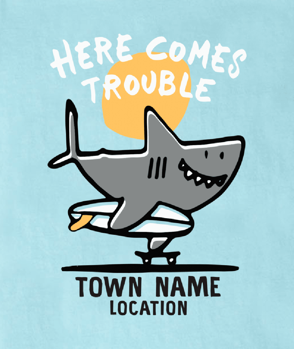 Tank Stream Skater Shark Boys Tee Pompano-seaBLUE 0