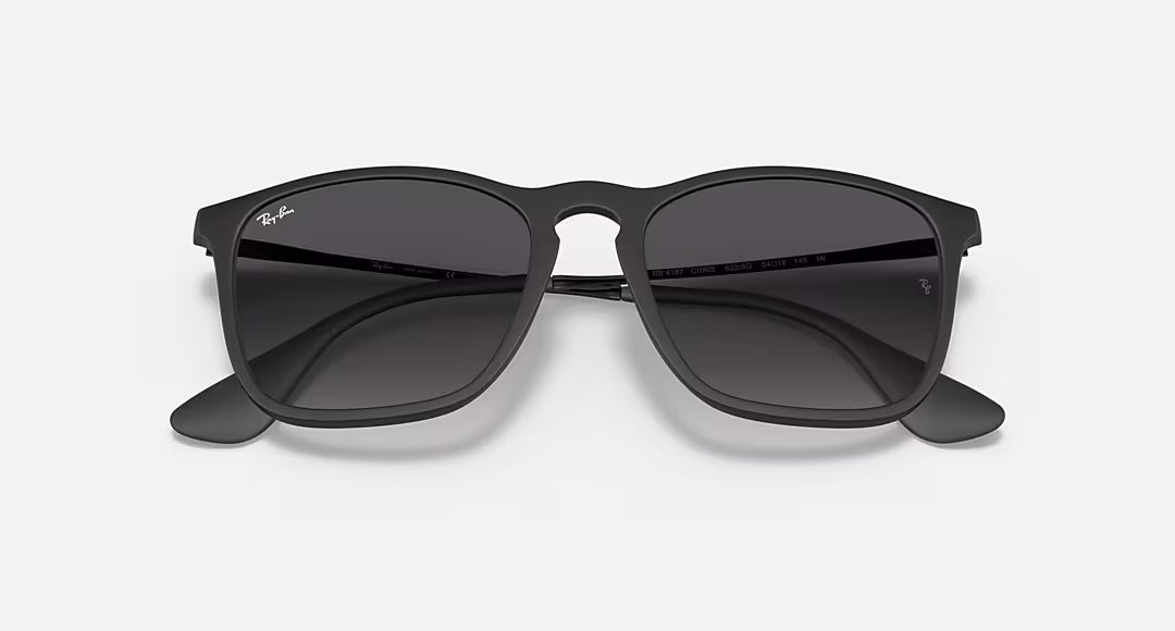 Ray-Ban Chris Polarized Sunglasses RubberBlack LtGreyGradientDkGrey