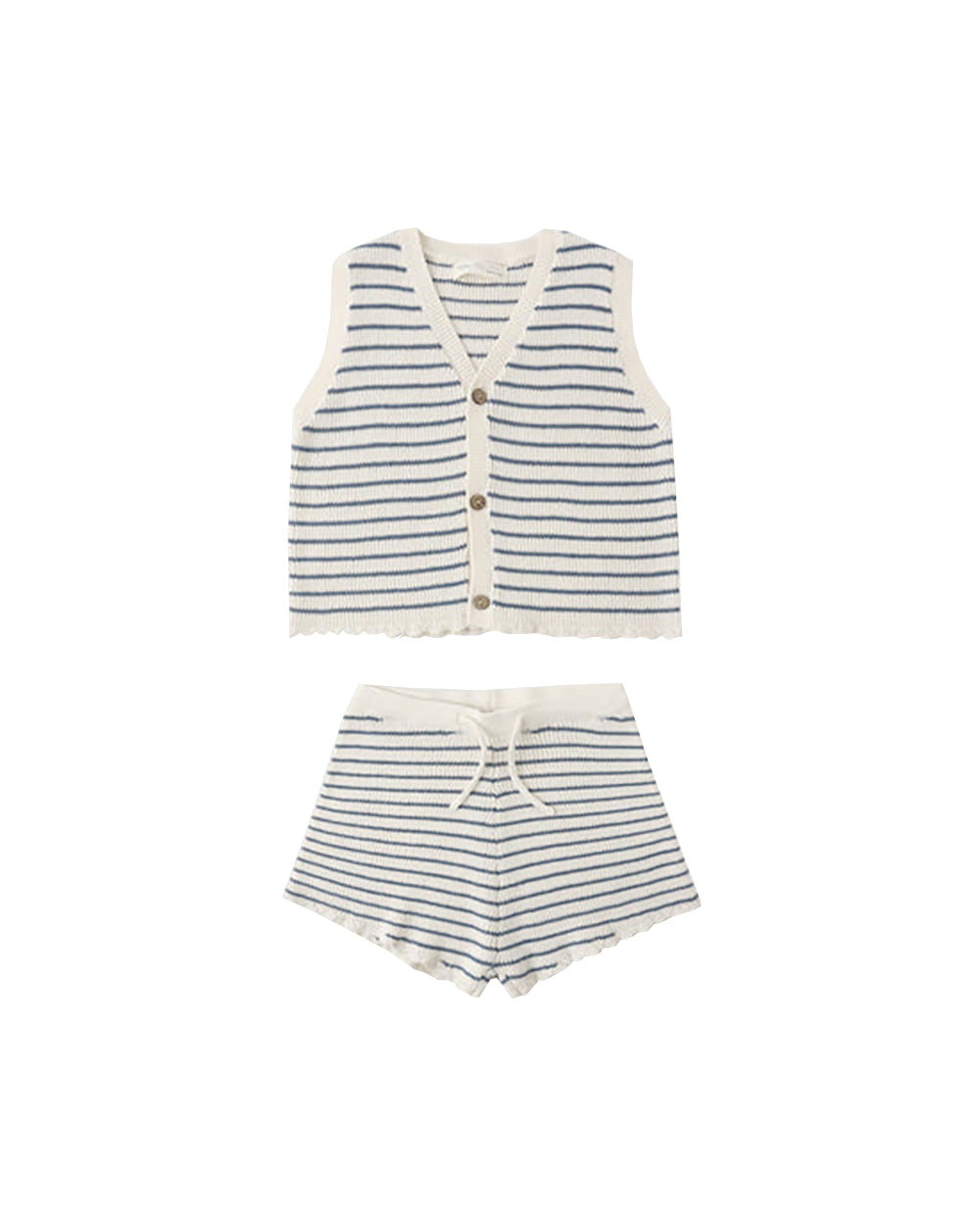 Rylee + Cru Knit Vest Set Marine Stripe 6-7Y