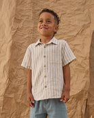 Rylee + Cru Collared Short Sleeve Shirt Nautical Stripe 8-9Y