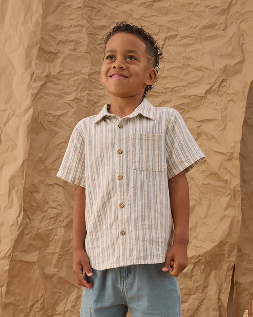 Rylee + Cru Collared Short Sleeve Shirt Nautical Stripe 18-24M