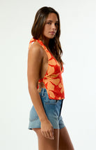RHYTHM MELIA FLORAL HALTER TOP RED 2S