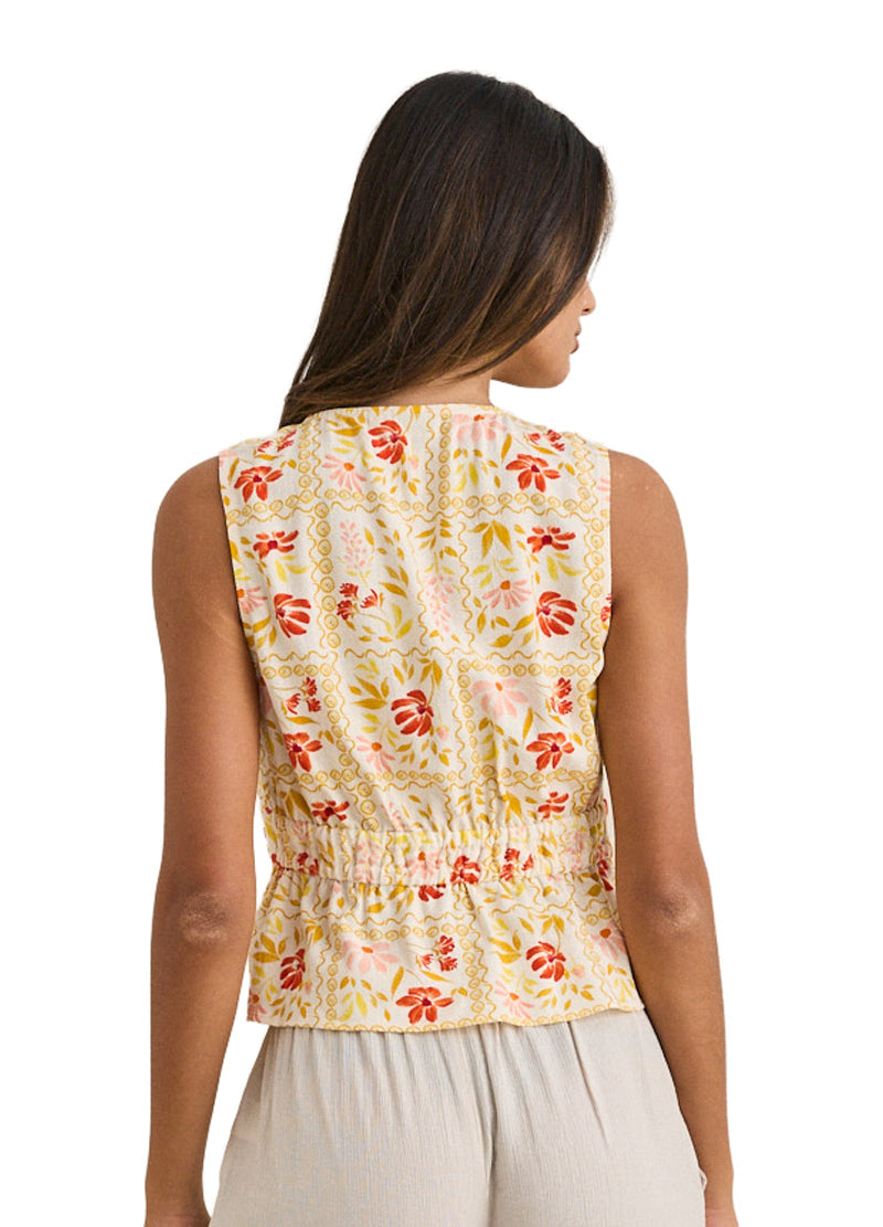 RHYTHM WILDFLOWER TIE FRONT TOP WHITE 2S