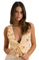RHYTHM WILDFLOWER TIE FRONT TOP WHITE 3M