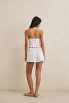 RHYTHM MELIA FLORAL EMBROIDERED STRAPLESS TOP WHITE 4L
