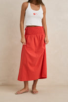 RHYTHM ALANA TIE SIDE MAXI SKIRT RED 4L