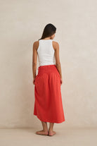 RHYTHM ALANA TIE SIDE MAXI SKIRT RED 3M