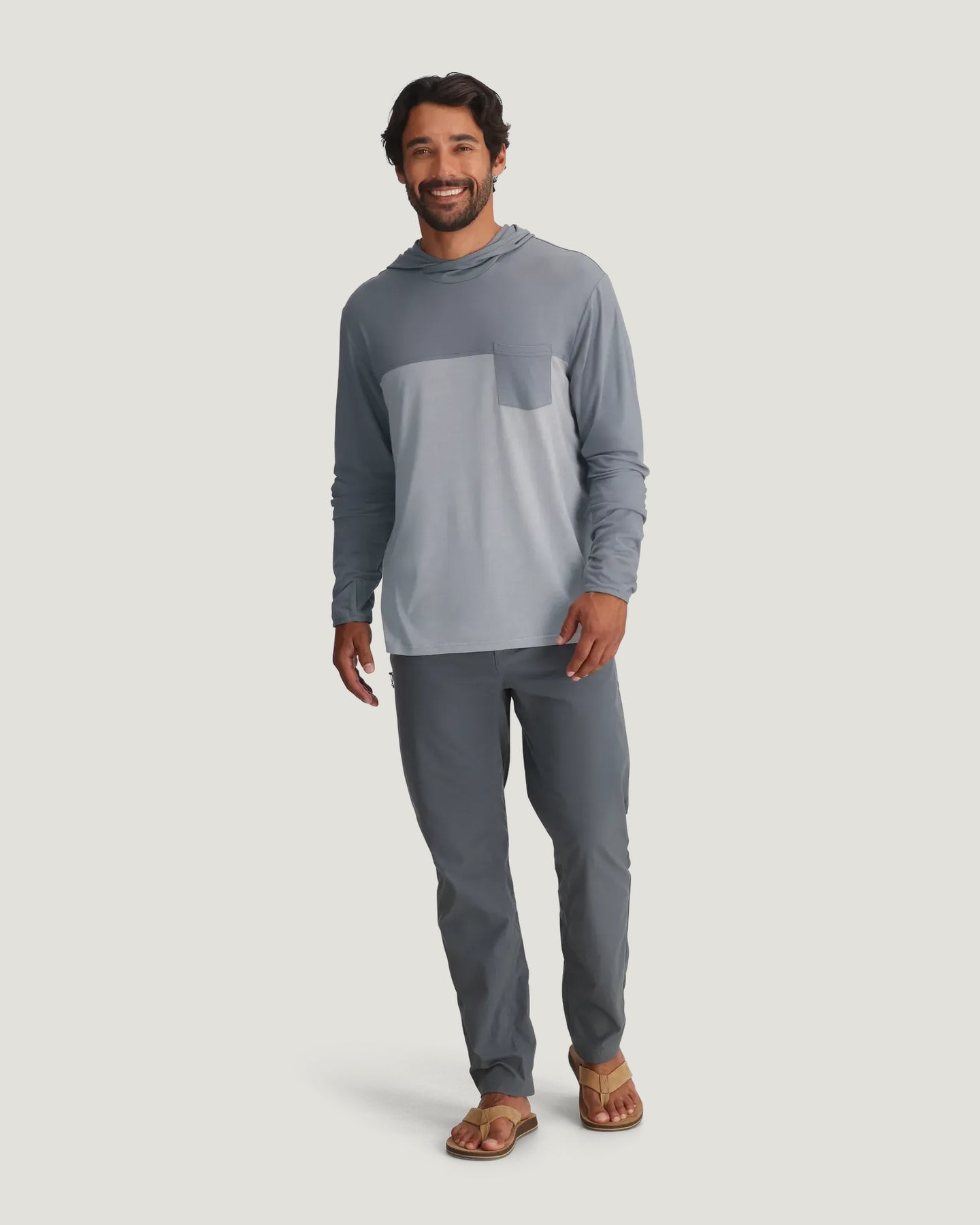 Free Fly Men's Bamboo Hybrid Hoodie Slate / Aspen Grey M