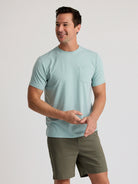 Free Fly Men's Bamboo Flex Pocket Tee Heather Ocean Mist XL