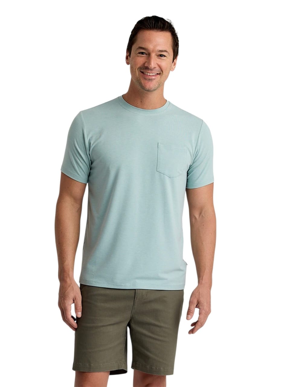 Free Fly Men's Bamboo Flex Pocket Tee Heather Ocean Mist XXL