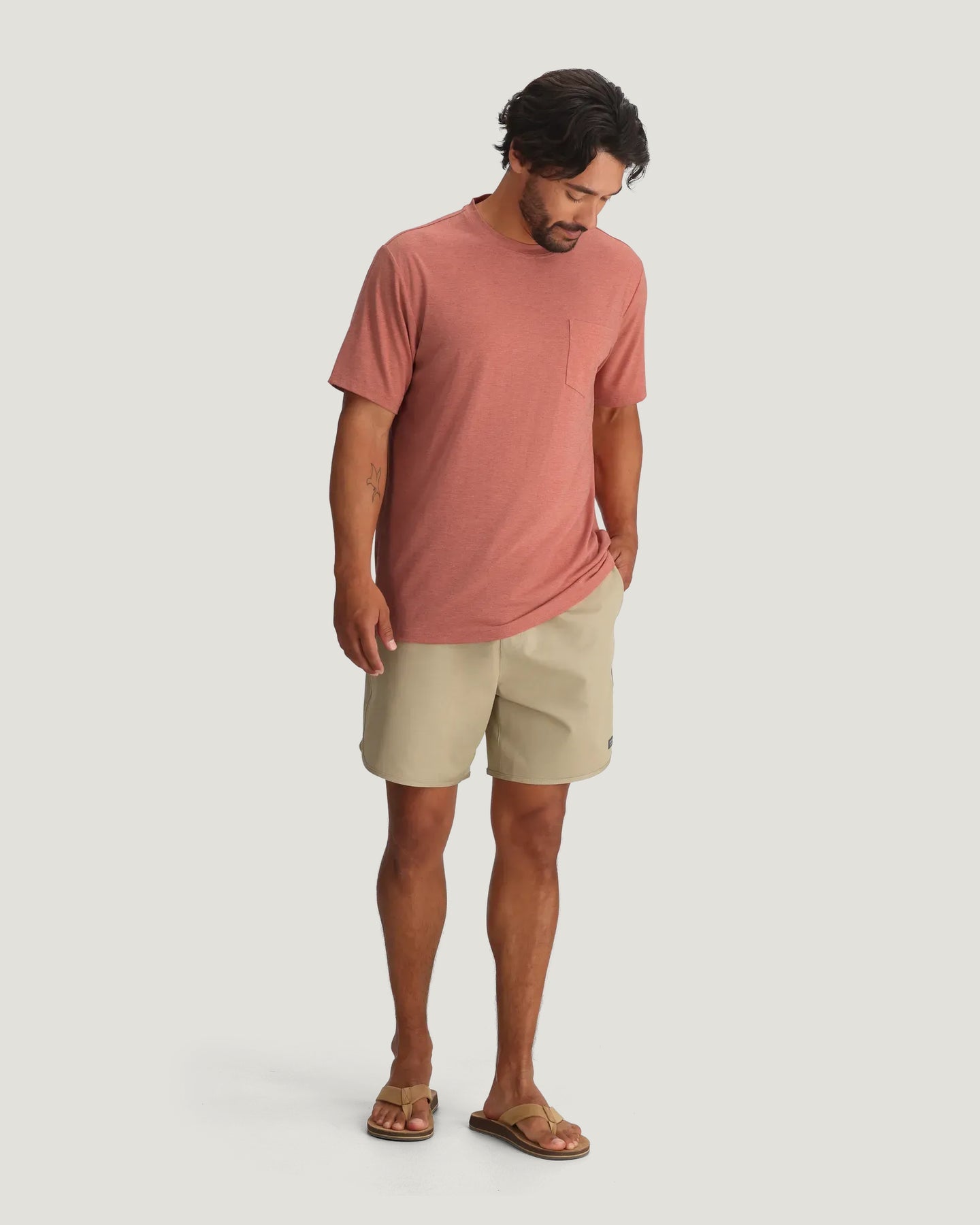 Free Fly Men's Bamboo Flex Pocket Tee Heather Red Clay XL
