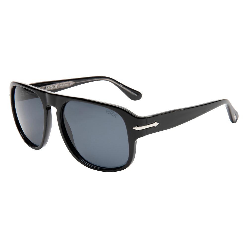 I-SEA BAYSIDE MEN'S POLARIZED SUNGLASSES BLACK / SMOKE POLARIZED LENS
