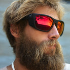 I-SEA GREYSON 2.0 MEN'S POLARIZED SUNGLASSES BLACK RUBBER / RED MIRROR POLARIZED LENS