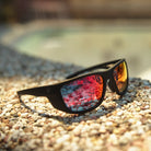 I-SEA GREYSON 2.0 MEN'S POLARIZED SUNGLASSES BLACK RUBBER / RED MIRROR POLARIZED LENS