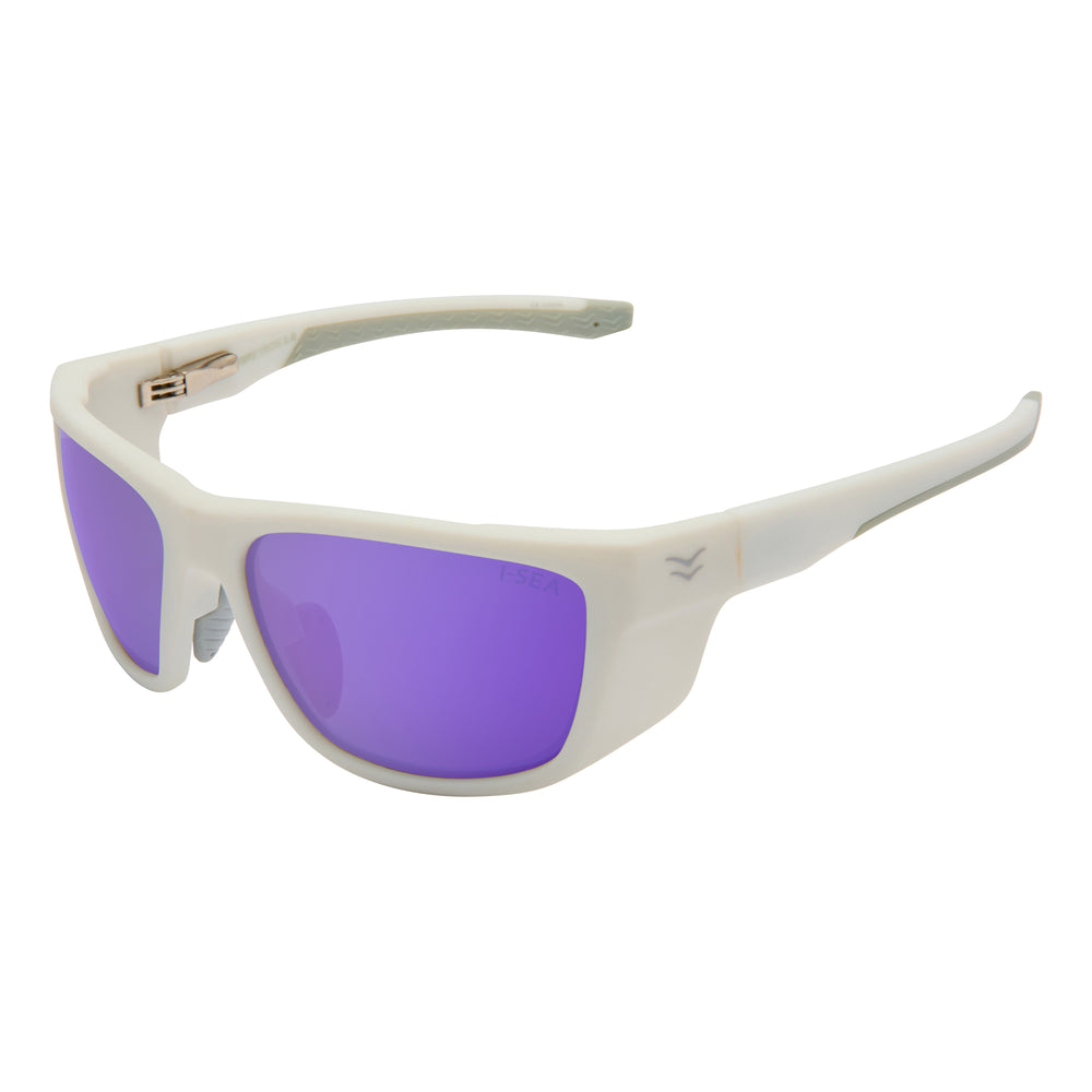 I-SEA GREYSON 2.0 MEN'S POLARIZED SUNGLASSES WHITE / PURPLE MIRROR POLARIZED LENS
