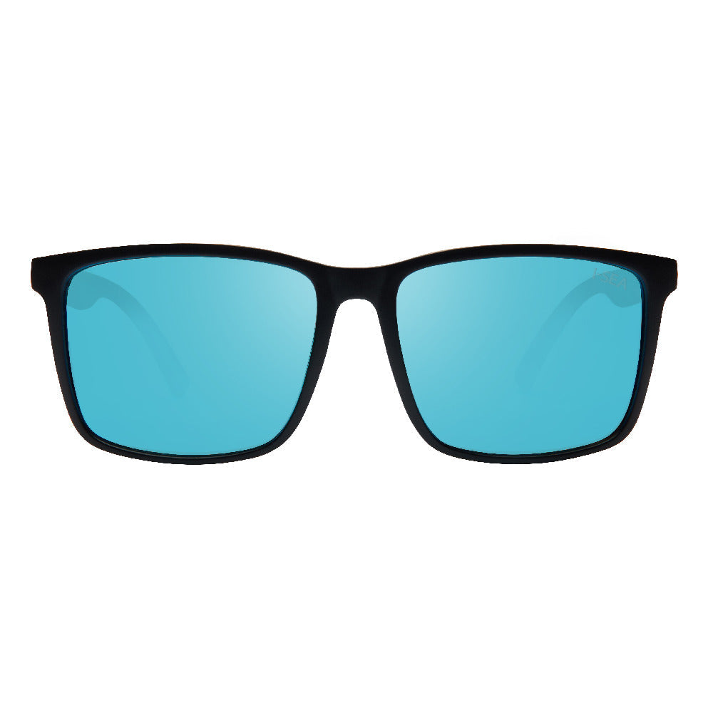 I-SEA HOPPER MEN'S POLARIZED SUNGLASSES BLACK / BLUE MIRROR POLARIZED LENS