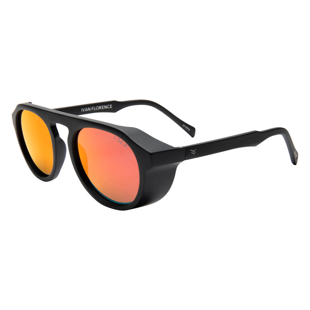 I-SEA IVAN FLORENCE MEN'S POLARIZED SUNGLASSES BLACK / FIRE MIRROR POLARIZED LENS