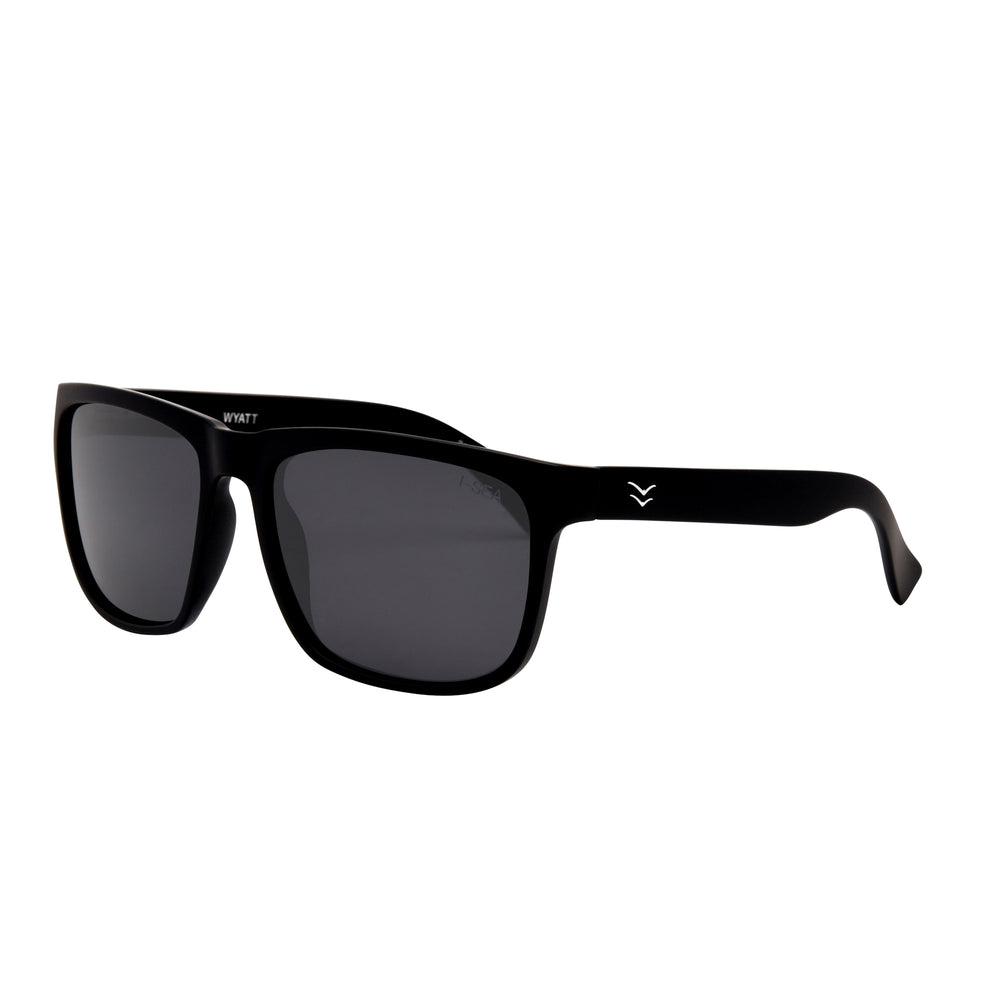 I-SEA WYATT MEN'S POLARIZED SUNGLASSES BLACK / SMOKE POLARIZED LENS