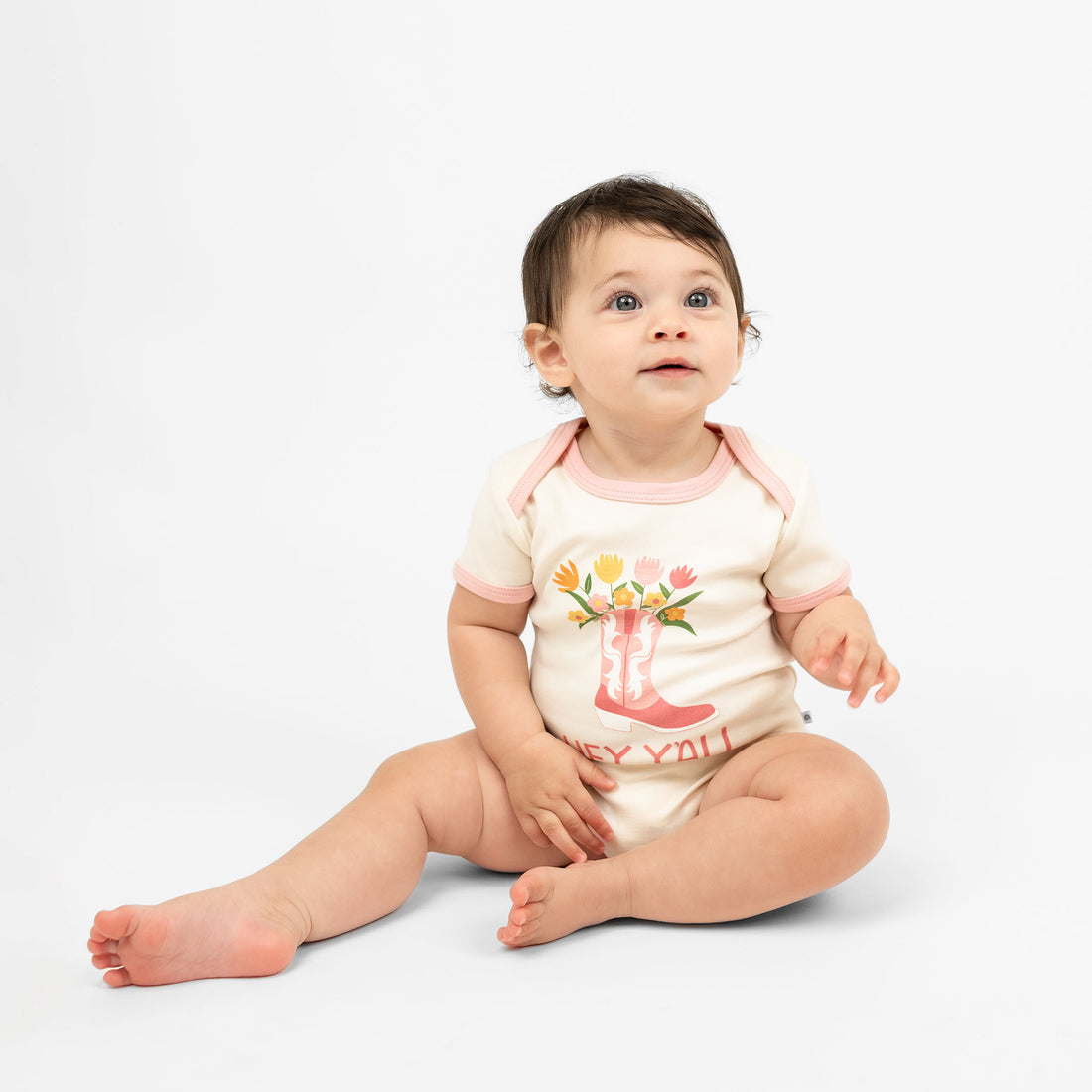 Emerson and Friends Ringer Baby Onesie  Hey Ya'll Western 6-12M