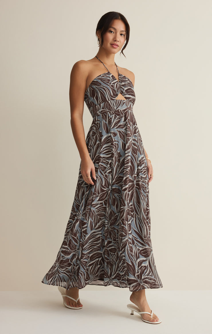 Z Supply Lanie Zinn Floral Maxi Dress CLC-ChocolateCherry M