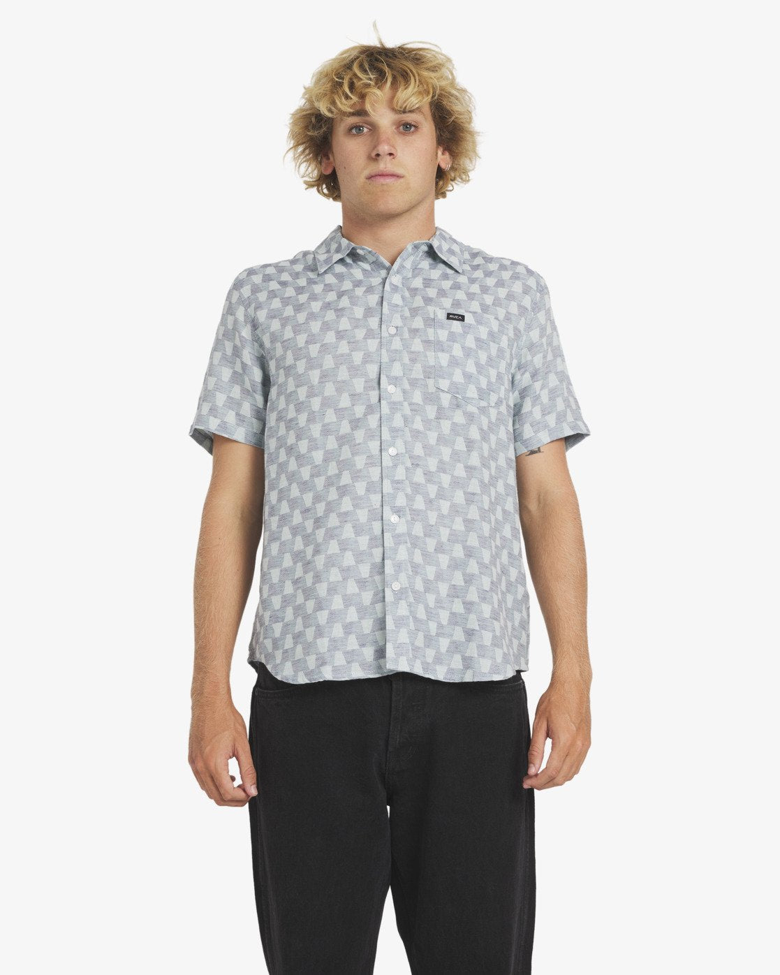 RVCA VA Monogram Short Sleeve Shirt VNY-Vintage Navy L