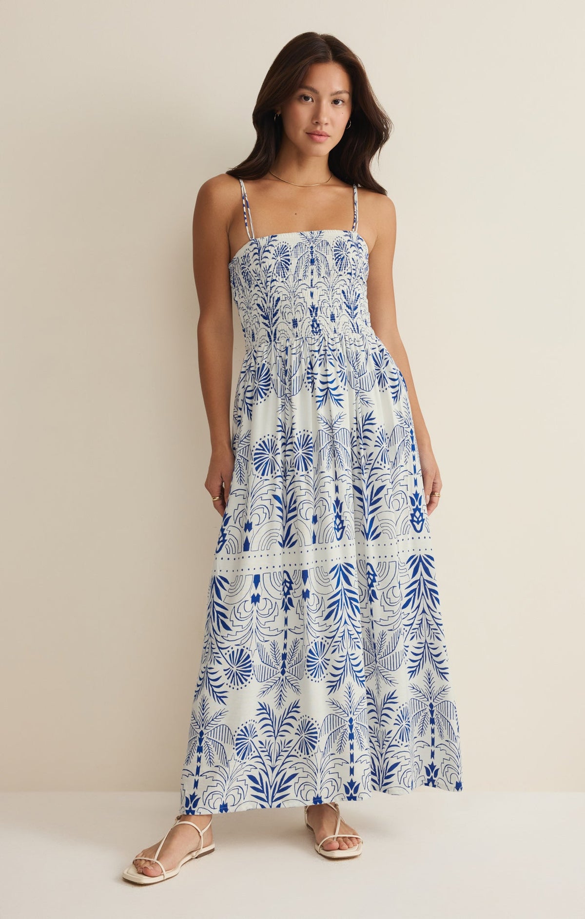 Z Supply Nadine Palm Maxi Dress  nautical L