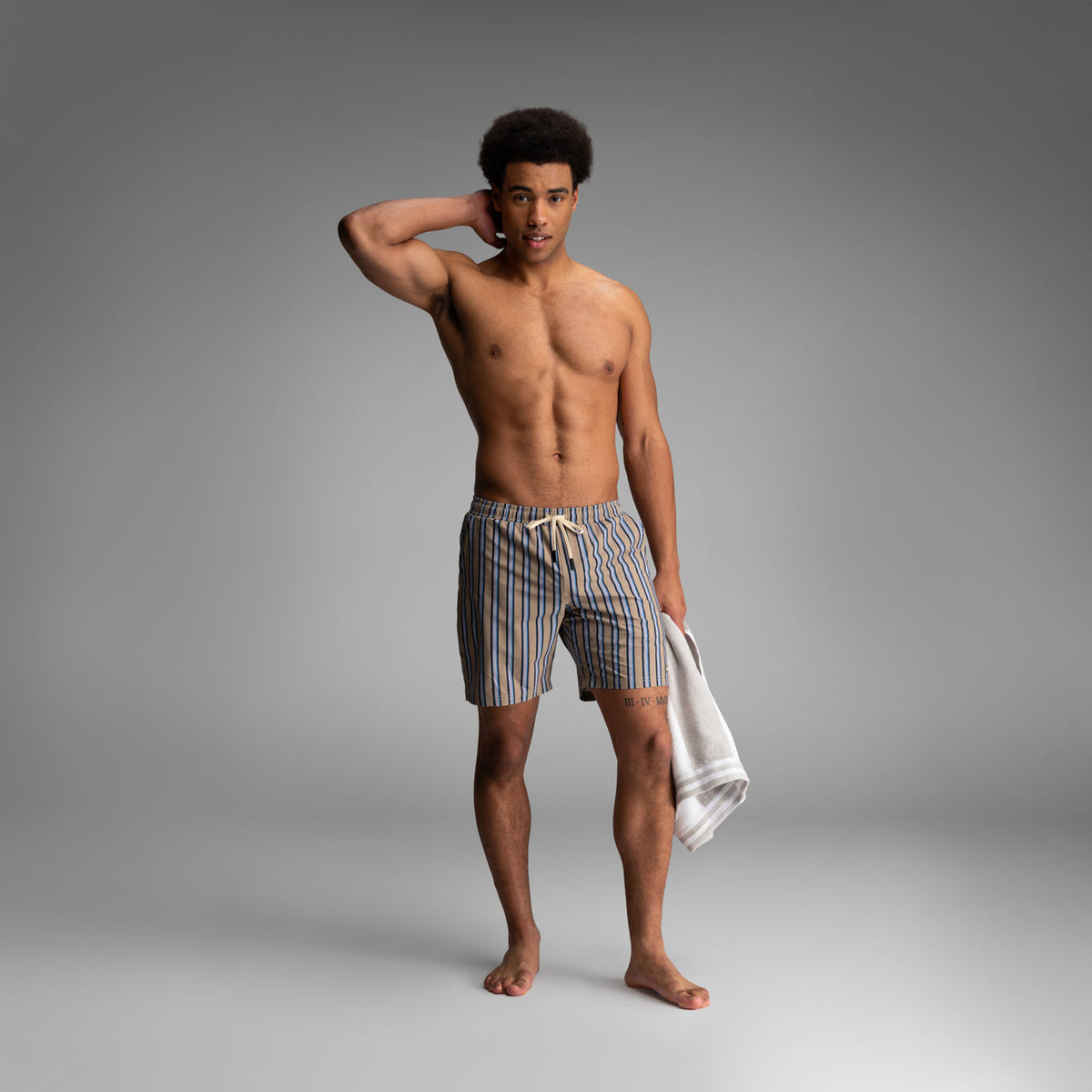 BN3TH WAVE SHORT 2N1 7IN MENSWEAR A067-STRIPE-BEIGE M